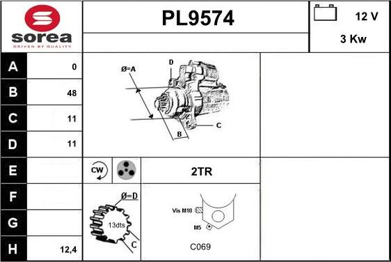 SNRA PL9574 - Стартер autosila-amz.com