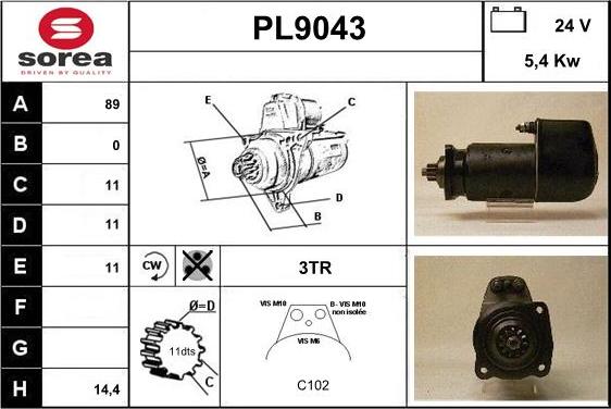 SNRA PL9043 - Стартер autosila-amz.com