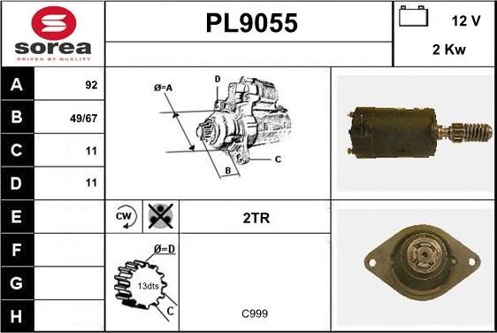 SNRA PL9055 - Стартер autosila-amz.com