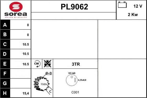 SNRA PL9062 - Стартер autosila-amz.com