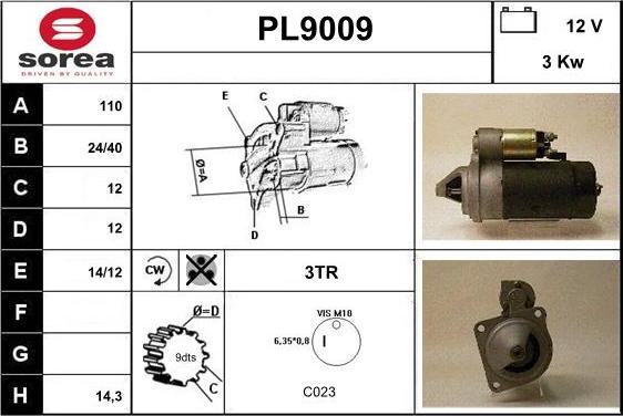 SNRA PL9009 - Стартер autosila-amz.com