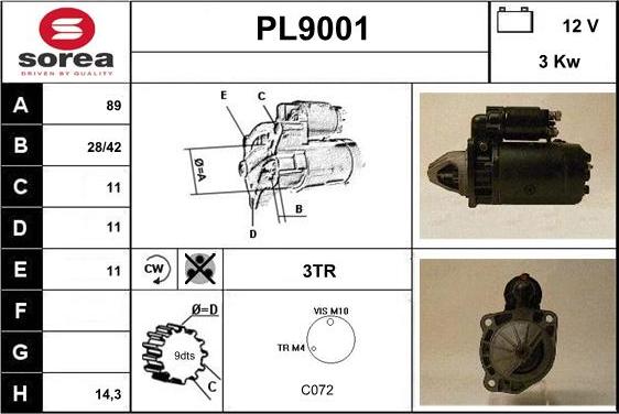 SNRA PL9001 - Стартер autosila-amz.com