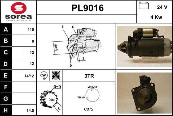 SNRA PL9016 - Стартер autosila-amz.com