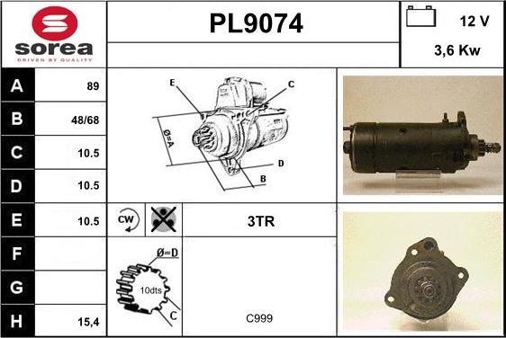 SNRA PL9074 - Стартер autosila-amz.com