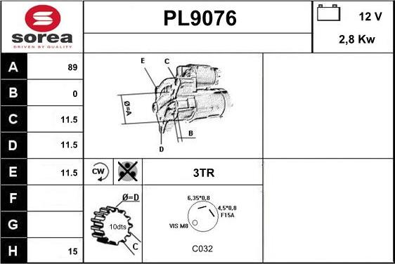 SNRA PL9076 - Стартер autosila-amz.com