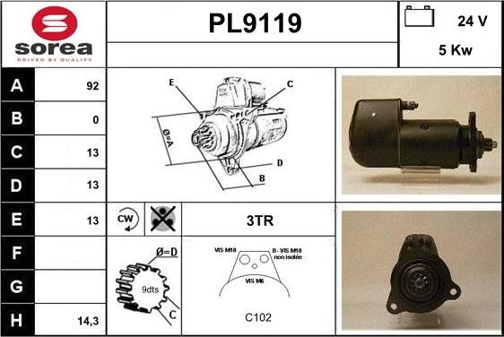 SNRA PL9119 - Стартер autosila-amz.com