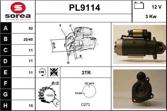 SNRA PL9114 - Стартер autosila-amz.com