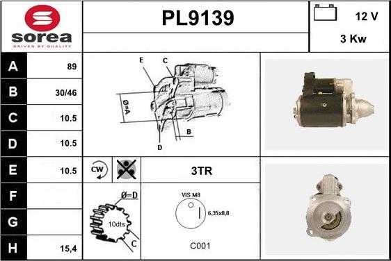 SNRA PL9139 - Стартер autosila-amz.com