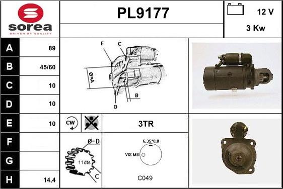 SNRA PL9177 - Стартер autosila-amz.com