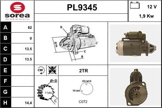 SNRA PL9345 - Стартер autosila-amz.com