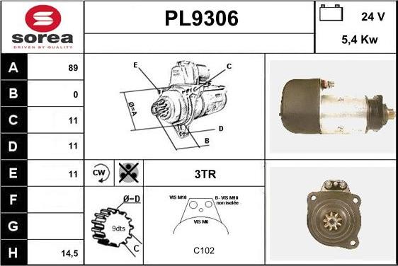 SNRA PL9306 - Стартер autosila-amz.com