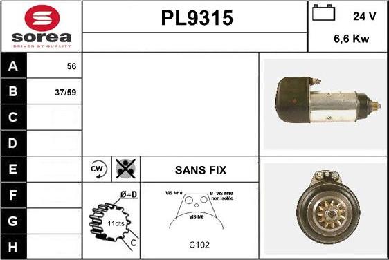 SNRA PL9315 - Стартер autosila-amz.com