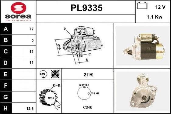 SNRA PL9335 - Стартер autosila-amz.com