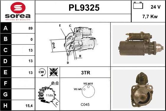 SNRA PL9325 - Стартер autosila-amz.com