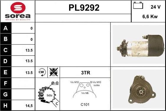 SNRA PL9292 - Стартер autosila-amz.com