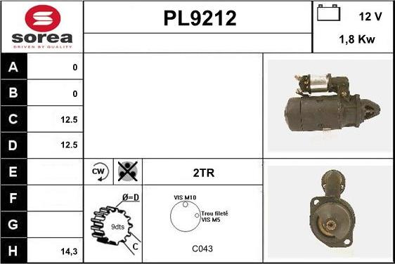 SNRA PL9212 - Стартер autosila-amz.com