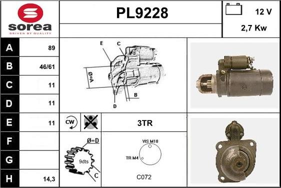 SNRA PL9228 - Стартер autosila-amz.com