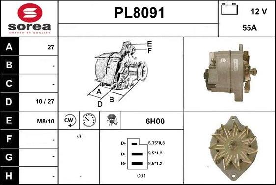 SNRA PL8091 - Генератор autosila-amz.com