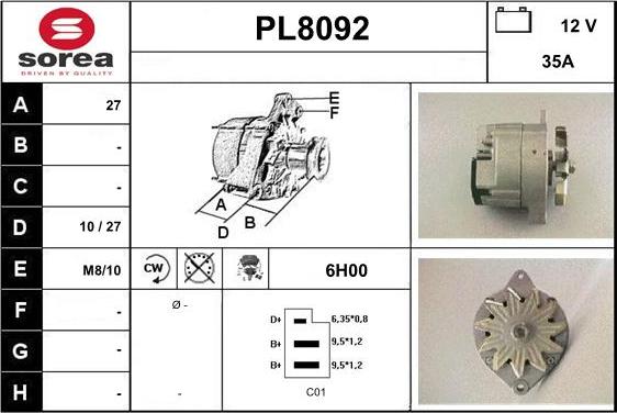 SNRA PL8092 - Генератор autosila-amz.com