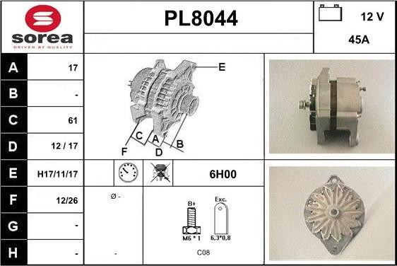 SNRA PL8044 - Генератор autosila-amz.com