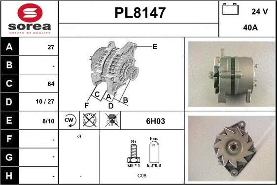 SNRA PL8147 - Генератор autosila-amz.com