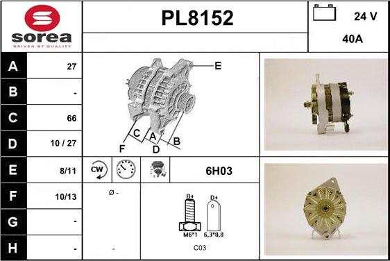 SNRA PL8152 - Генератор autosila-amz.com