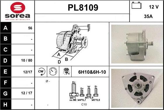 SNRA PL8109 - Генератор autosila-amz.com