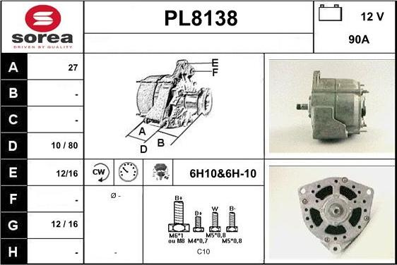 SNRA PL8138 - Генератор autosila-amz.com