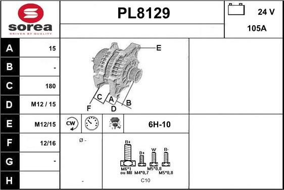 SNRA PL8129 - Генератор autosila-amz.com