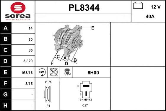 SNRA PL8344 - Генератор autosila-amz.com