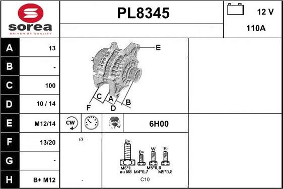 SNRA PL8345 - Генератор autosila-amz.com