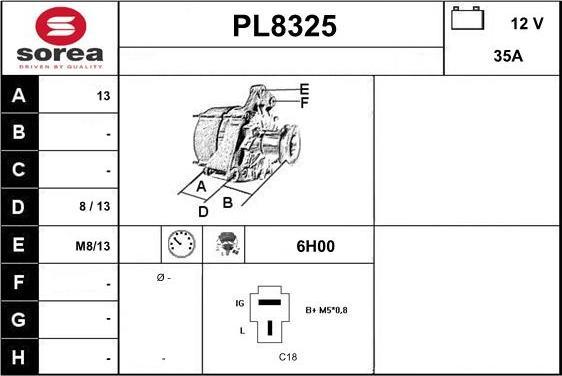 SNRA PL8325 - Генератор autosila-amz.com