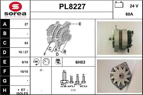 SNRA PL8227 - Генератор autosila-amz.com