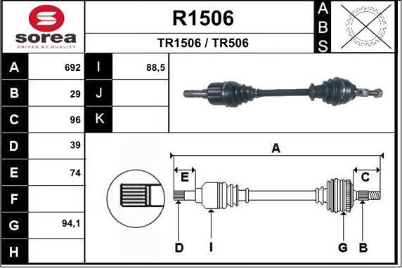 SNRA R1506 - Приводной вал autosila-amz.com