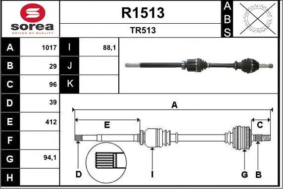 SNRA R1513 - Приводной вал autosila-amz.com