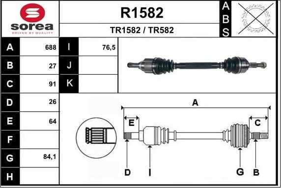 SNRA R1582 - Приводной вал autosila-amz.com