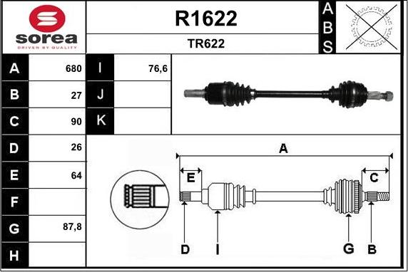 SNRA R1622 - Приводной вал autosila-amz.com