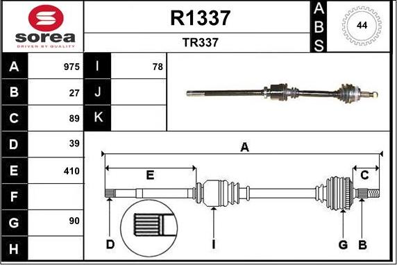 SNRA R1337 - Приводной вал autosila-amz.com