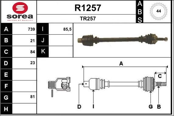 SNRA R1257 - Приводной вал autosila-amz.com