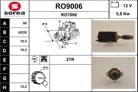 SNRA RO9006 - Стартер autosila-amz.com