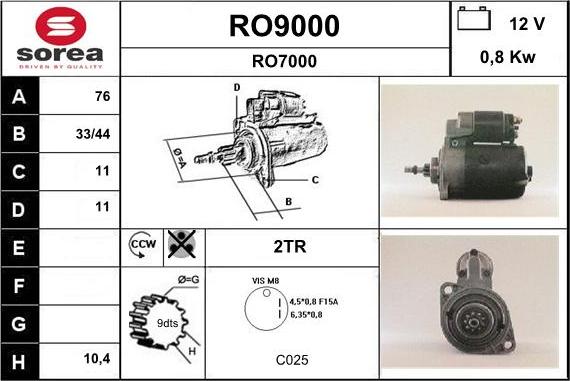SNRA RO9000 - Стартер autosila-amz.com