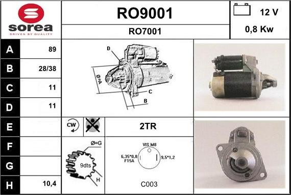 SNRA RO9001 - Стартер autosila-amz.com