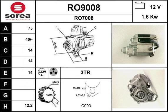 SNRA RO9008 - Стартер autosila-amz.com