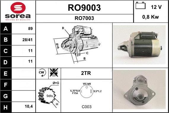 SNRA RO9003 - Стартер autosila-amz.com