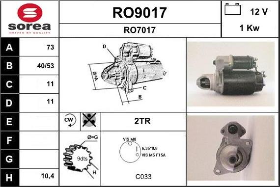 SNRA RO9017 - Стартер autosila-amz.com