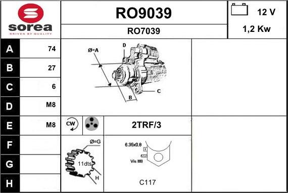 SNRA RO9039 - Стартер autosila-amz.com