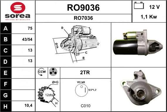 SNRA RO9036 - Стартер autosila-amz.com