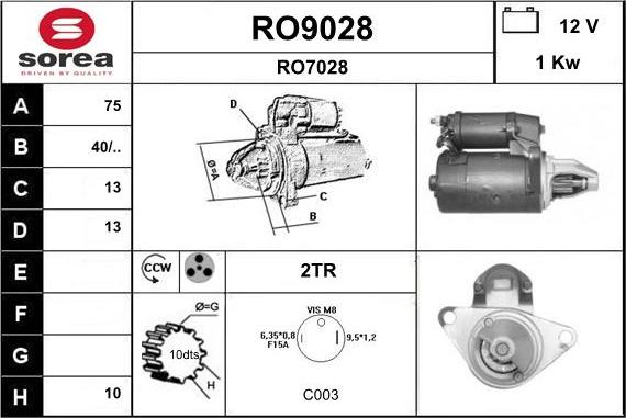 SNRA RO9028 - Стартер autosila-amz.com