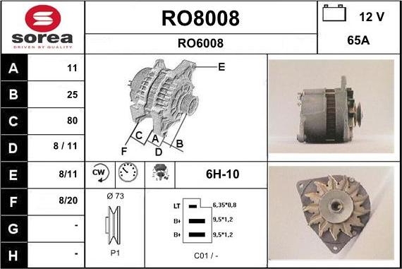 SNRA RO8008 - Генератор autosila-amz.com