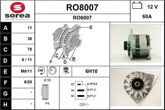 SNRA RO8007 - Генератор autosila-amz.com